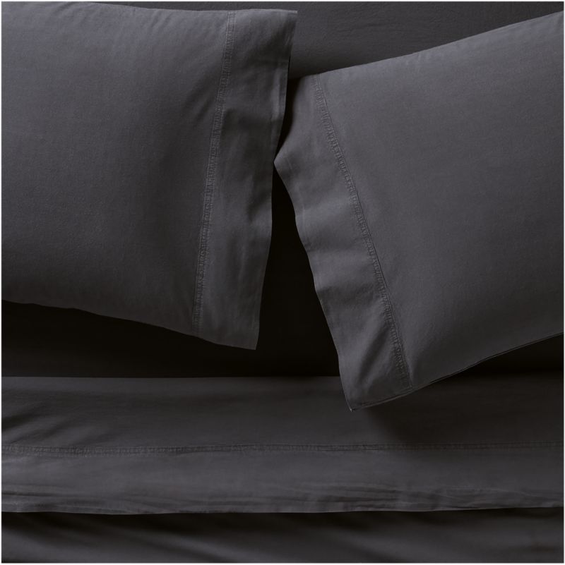 Favorite Washed Organic Cotton Midnight Navy Blue King Bed Sheet Set