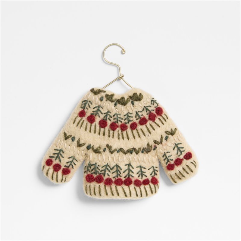 Felted White Sweater Christmas Tree Ornament