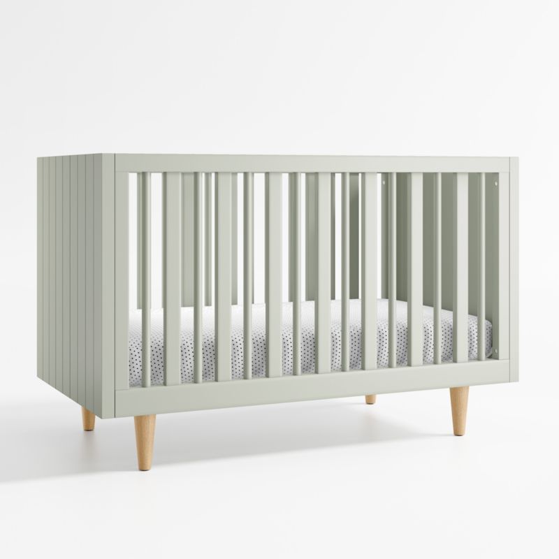 Finn Sage Green Wood Convertible Crib
