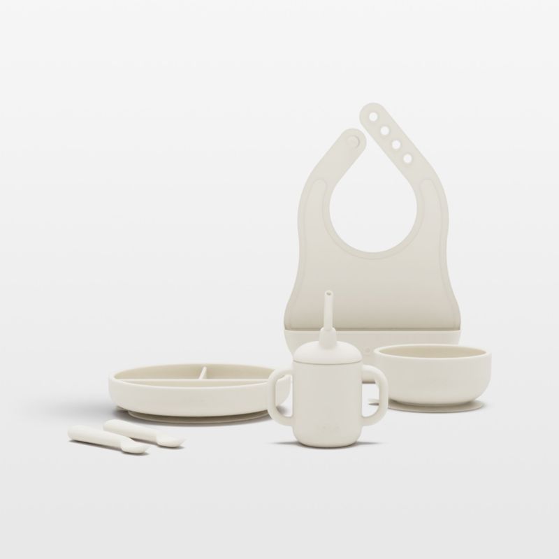 Lalo Oatmeal White First Bite Full Baby Feeding Set