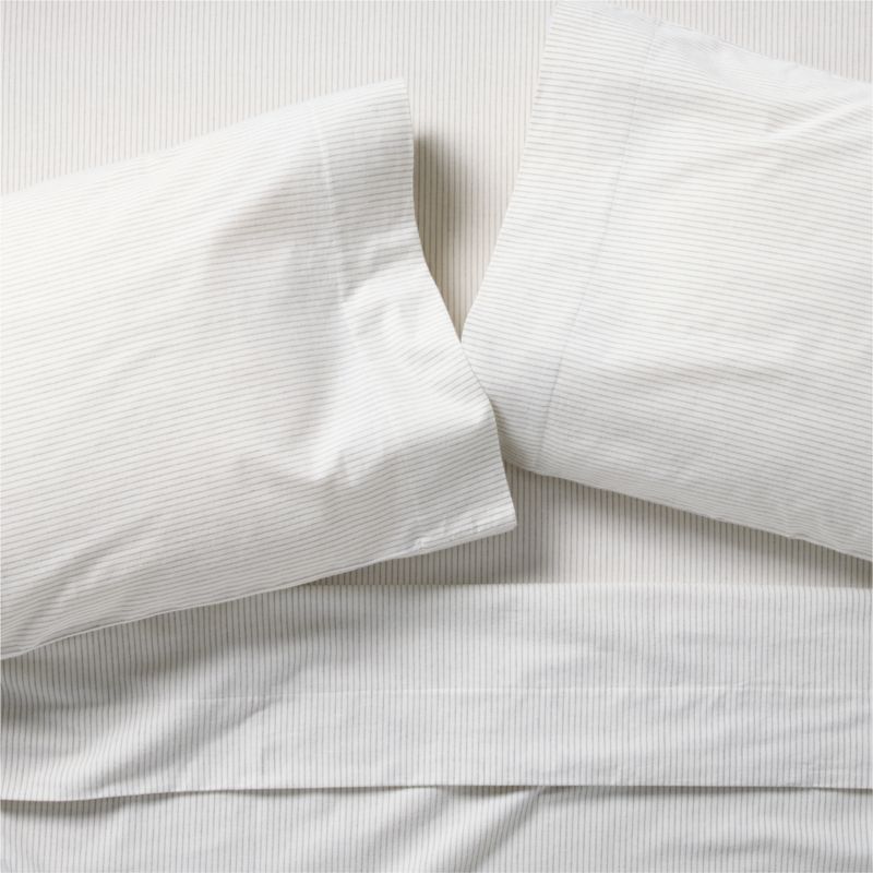 Cozysoft Organic Flannel Grey Stripe Full Bed Sheet Set