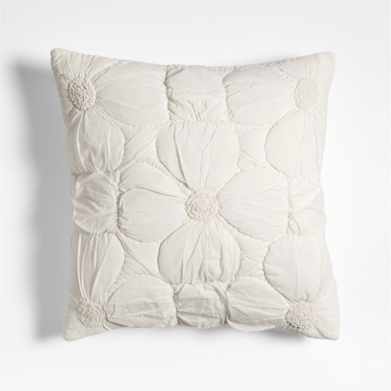 Flora Voile Textured Organic Cotton 20"x20" Pampas Ivory Throw Pillow Cover
