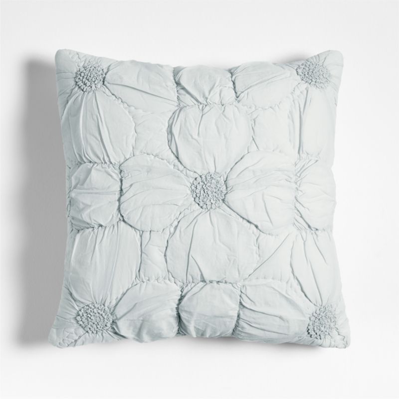 Flora Voile Textured Organic Cotton 20"x20" Pale Blue Throw Pillow Cover
