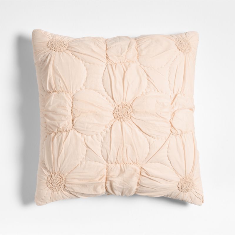 Flora Voile Textured Organic Cotton 20"x20" Pink Tint Throw Pillow Cover