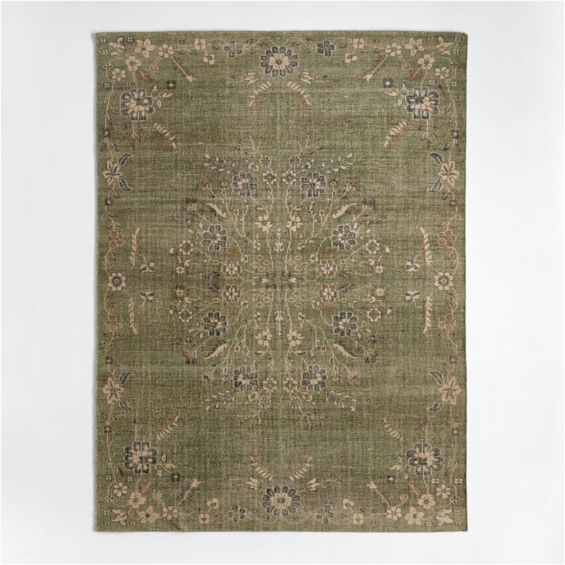Cairo Wool Blend Traditional Handwoven Green Area Rug 8'x10