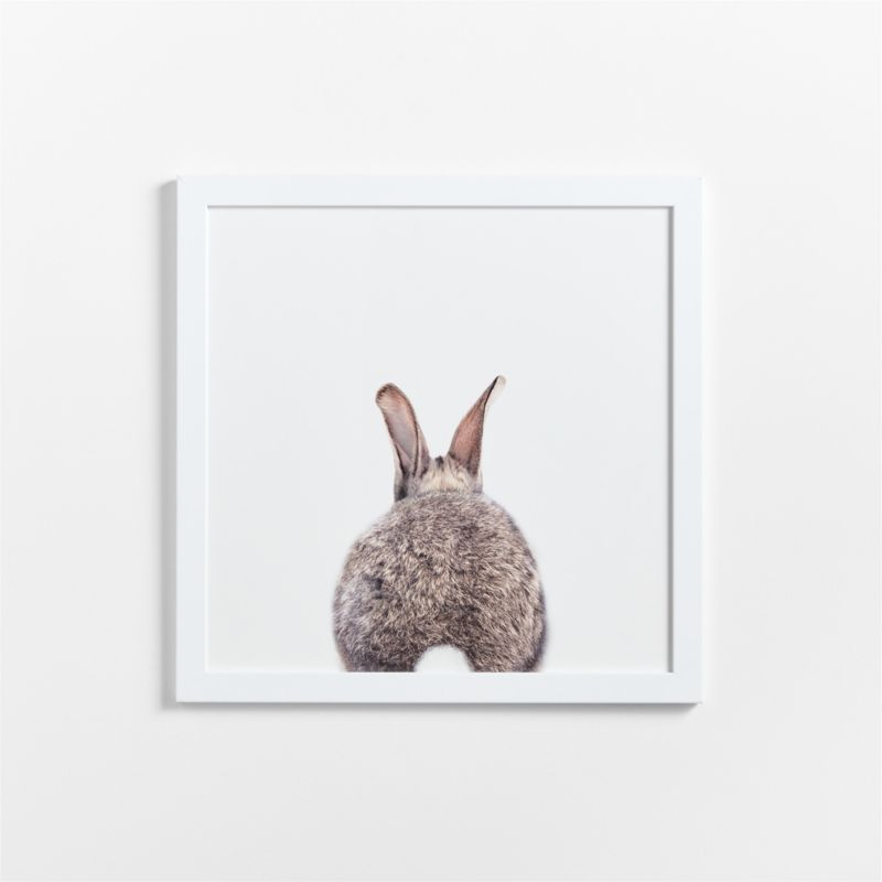 Baby Bunny Tail White Wood Framed Wall Art Print