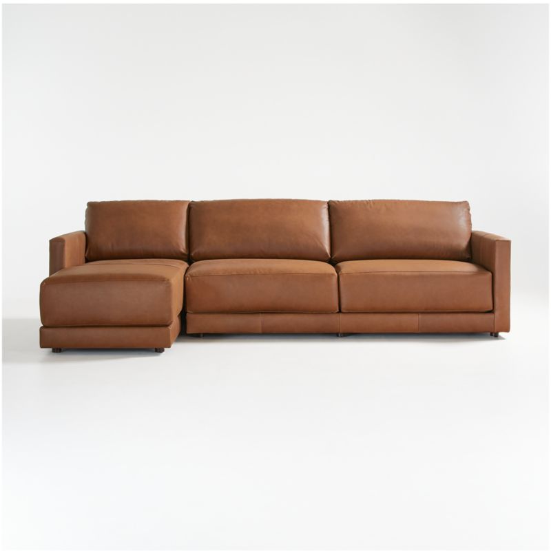 Gather Deep 2-Piece Leather Sectional Sofa with Chaise Lounge
