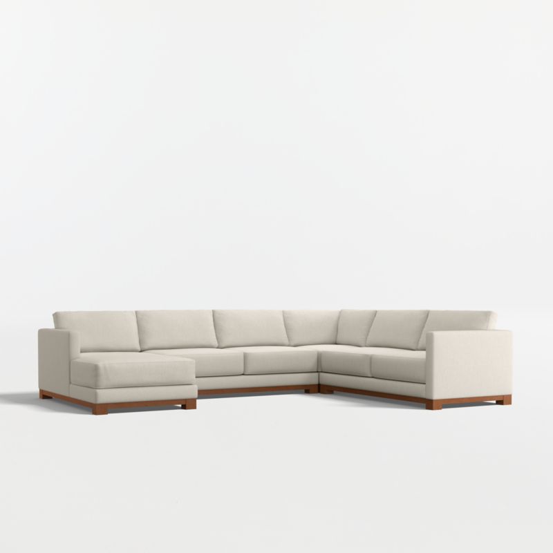 Gather Wood Base 4-Piece L-Shaped Sectional Sofa with Chaise Lounge