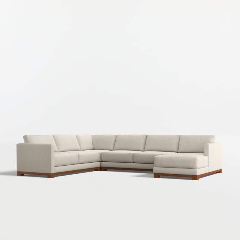 Gather Wood Base 4-Piece L-Shaped Sectional Sofa with Chaise Lounge