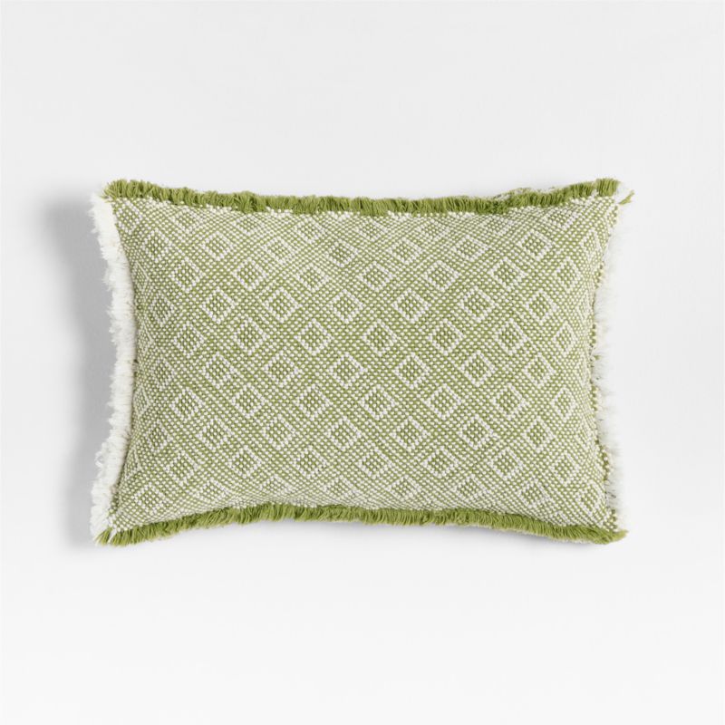 Washed Cotton 23x23 Olive Green Floral Reversible Hand Printed Throw Pillow Cover
