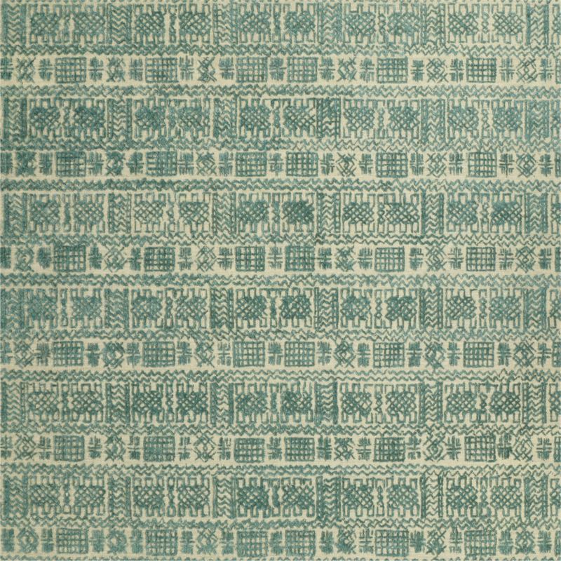 Girona Wool Handwoven Green Area Rug 6'x9'