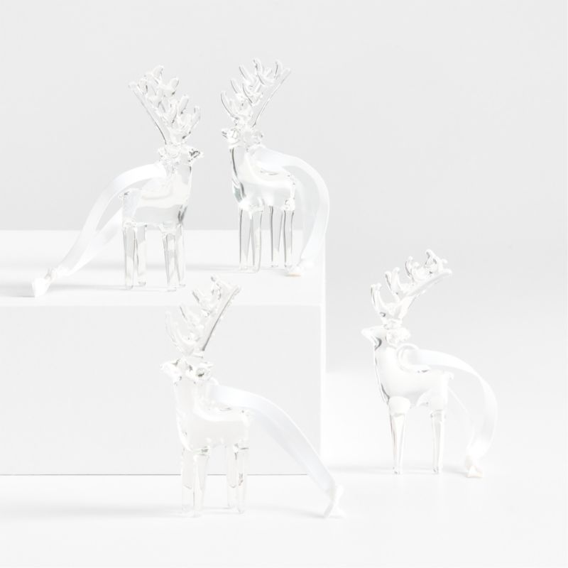 Glass Reindeer Christmas Tree Ornament, Set of 4