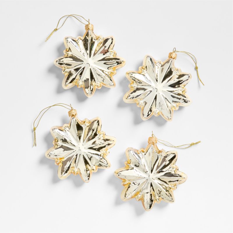 Glass Star Christmas Tree Ornament, Set of 4