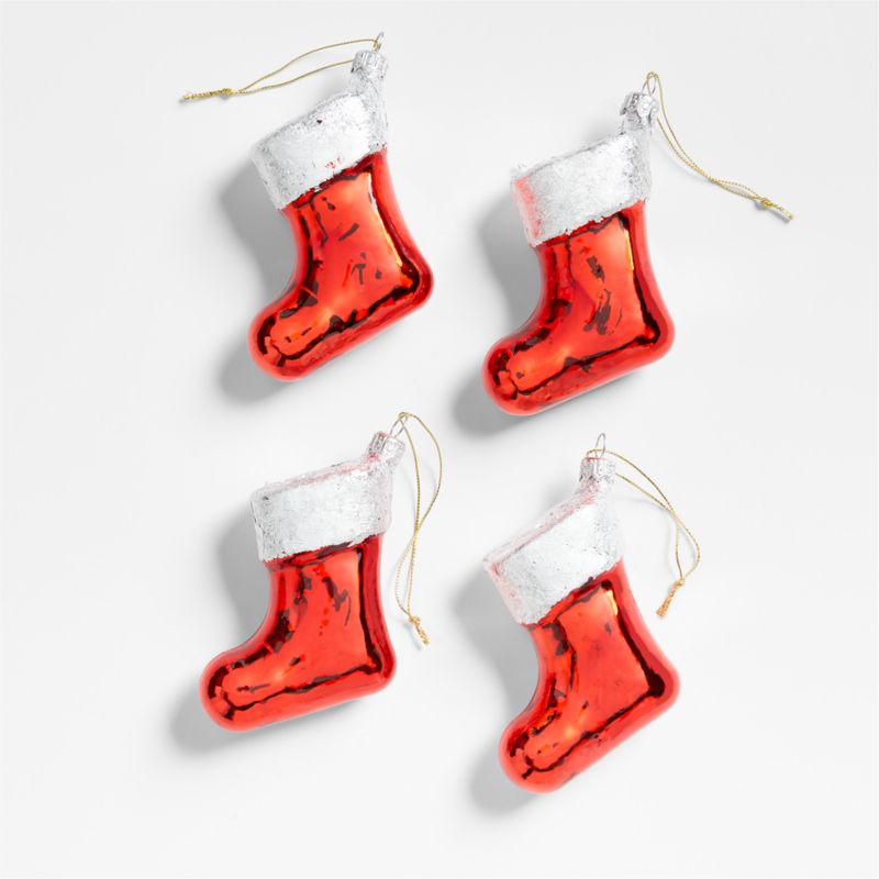 Glass Stocking Christmas Tree Ornament, Set of 4