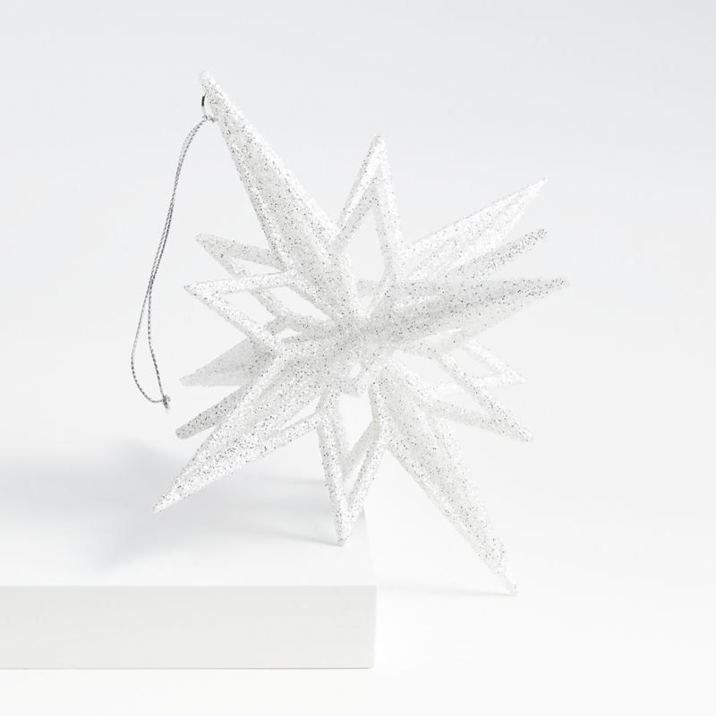 Radiant Glitter Silver Star Christmas Tree Ornament