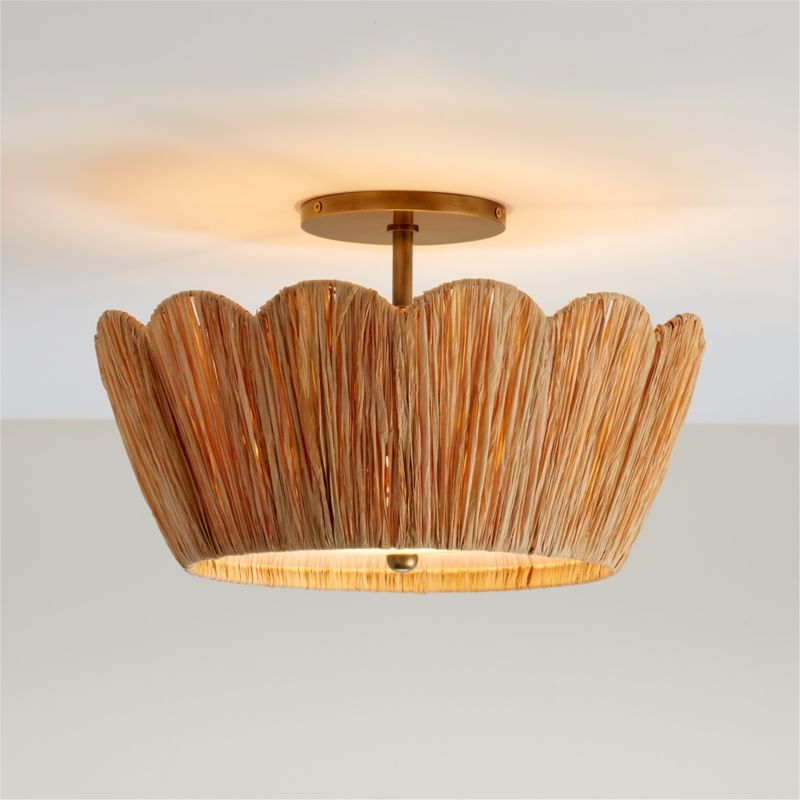 Greta Scalloped Raffia 18" Flush Mount Light