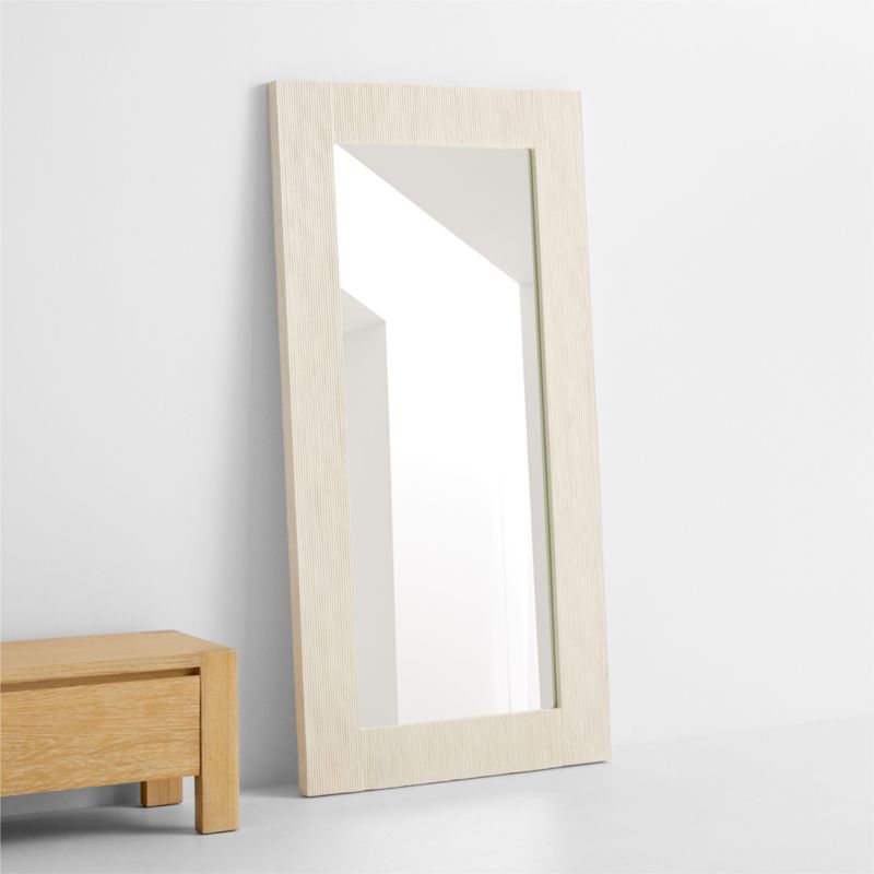 Harris White Boucle Rectangle Floor Mirror 46"x73"