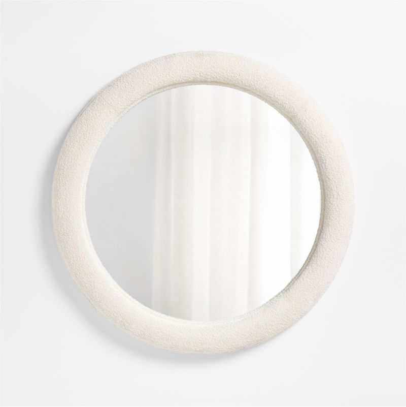 Harris White Boucle Round Wall Mirror 45"