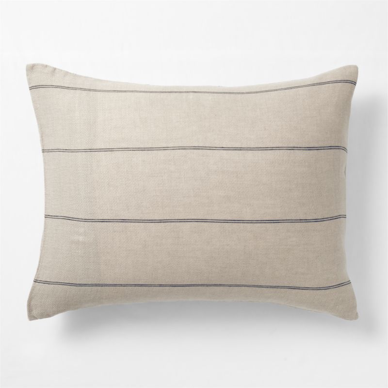 Aire Natural Hemp Arcadia Tan and Midnight Navy Reversible Grid Standard Bed Pillow Sham