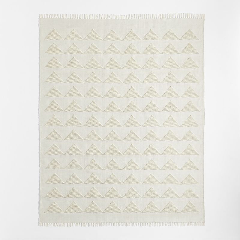 Hi/Low Triangle Pampas Ivory Flatweave Kids Performance Area Rug 6'x9'