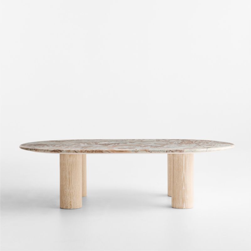 Homage Marble and White Oak Wood 60" Oval Coffee Table