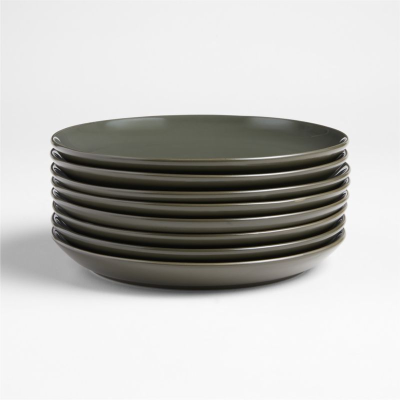Hudson Burnt Green Stoneware Salad Plates, Set of 8
