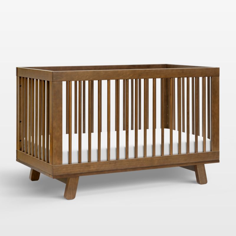Babyletto Hudson Natural Walnut Wood 3-in-1 Convertible Baby Crib with Toddler Bed Conversion Kit