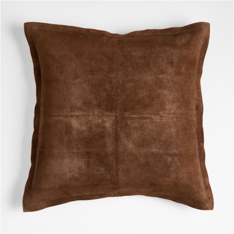 Hyde Pieced Suede 23"x23" Brown Throw Pillow Cover