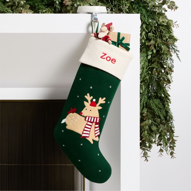 Baby Reindeer Kids Christmas Stocking by Joan Anderson