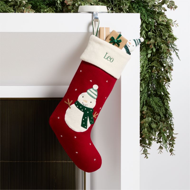 Baby Snowman Kids Christmas Stocking by Joan Anderson