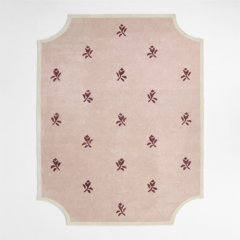 12th Street Floral Cut-Out Edges Wool and Tencel Kids Area Rug 6'x9' by Jeremiah Brent