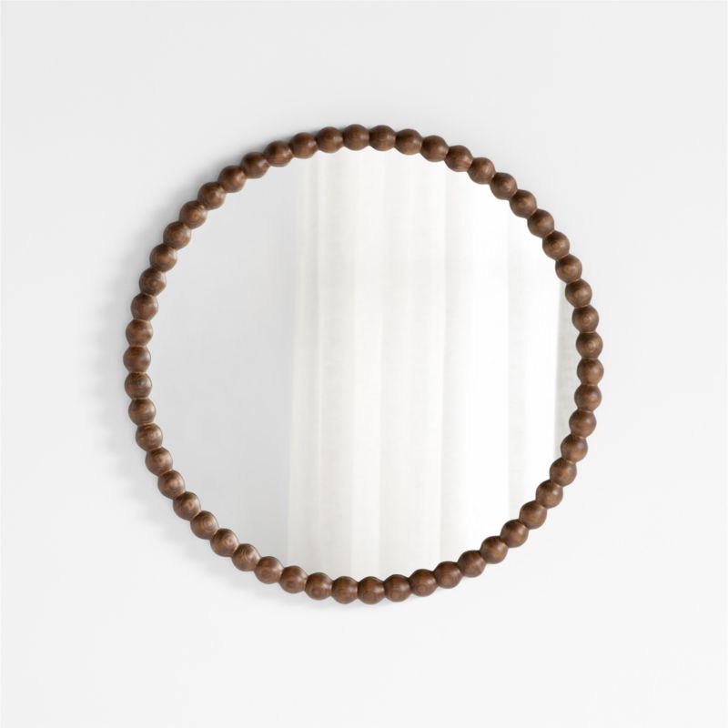 Jenny Lind Deep Brown Wood Round Kids Wall Mirror