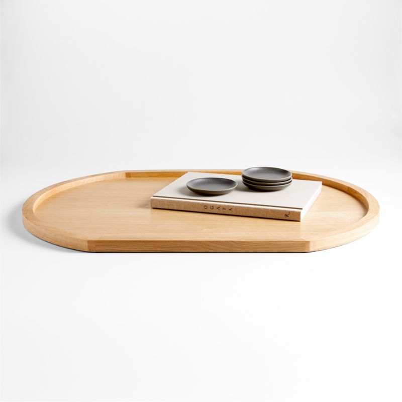 Oval Light Oak Wood Decorative Tray 30"
