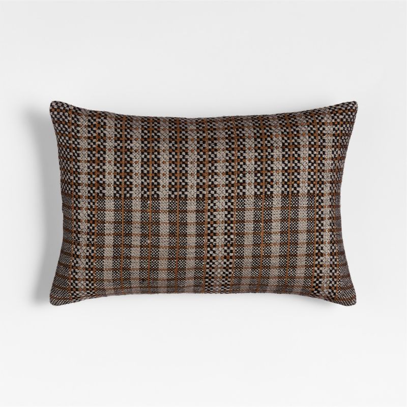 Katla Woven Linen Plaid 22"x15" Ink Black Throw Pillow Cover