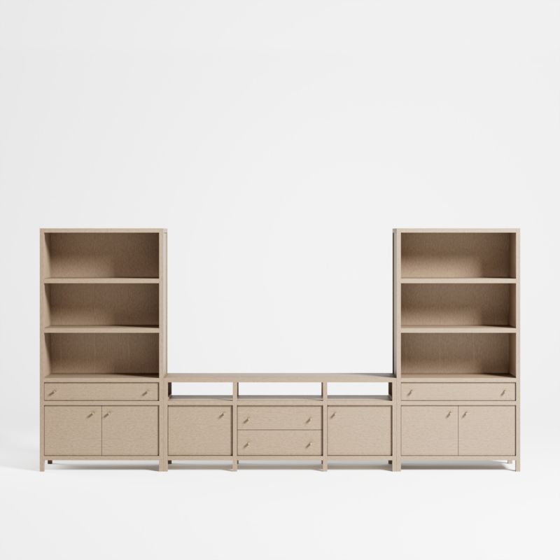 Keane 152" Weathered Natural Wood Storage Media Console Set