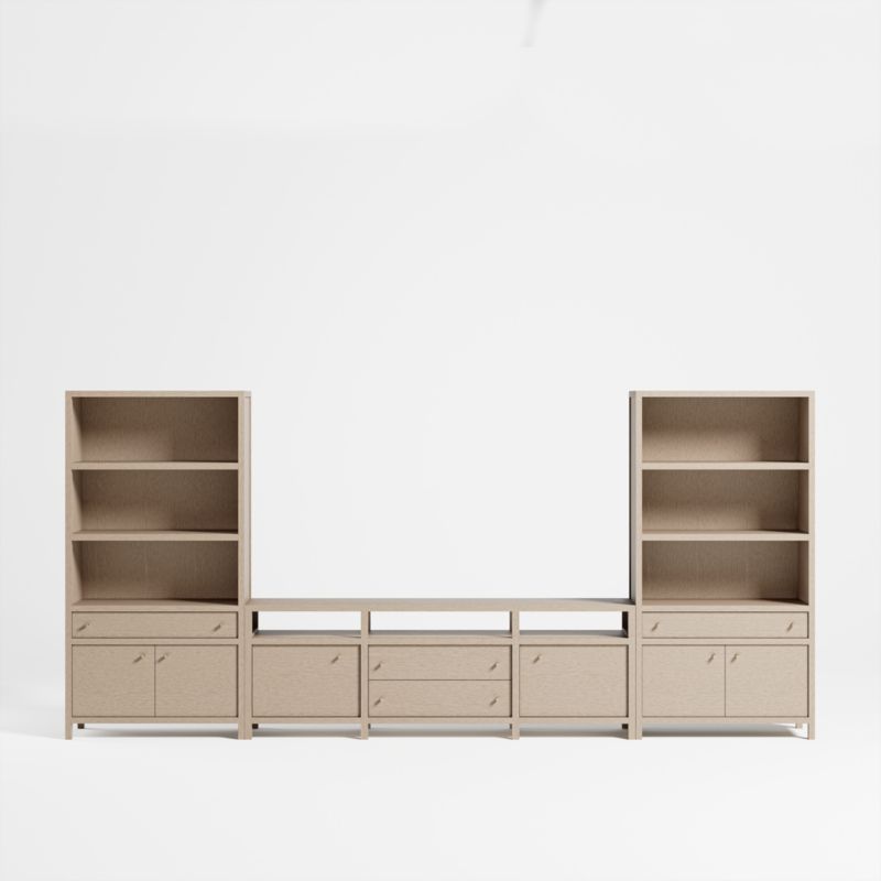 Keane 166" Weathered Natural Wood Storage Media Console Set