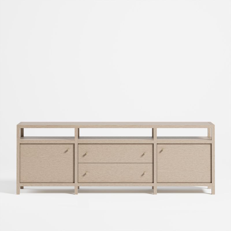 Keane 86" Weathered Natural Wood Storage Media Console