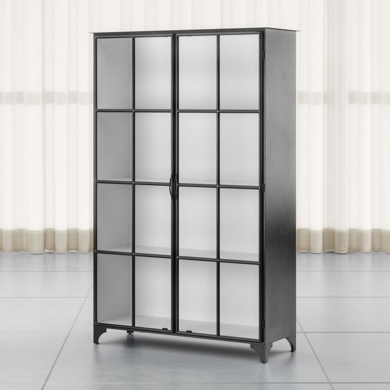 Kedzie 48" Black-and-White Iron Storage Display Cabinet