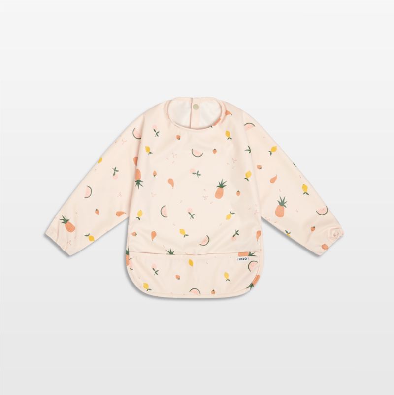 Lalo Grapefruit Pink Fruit Print Smock Bib