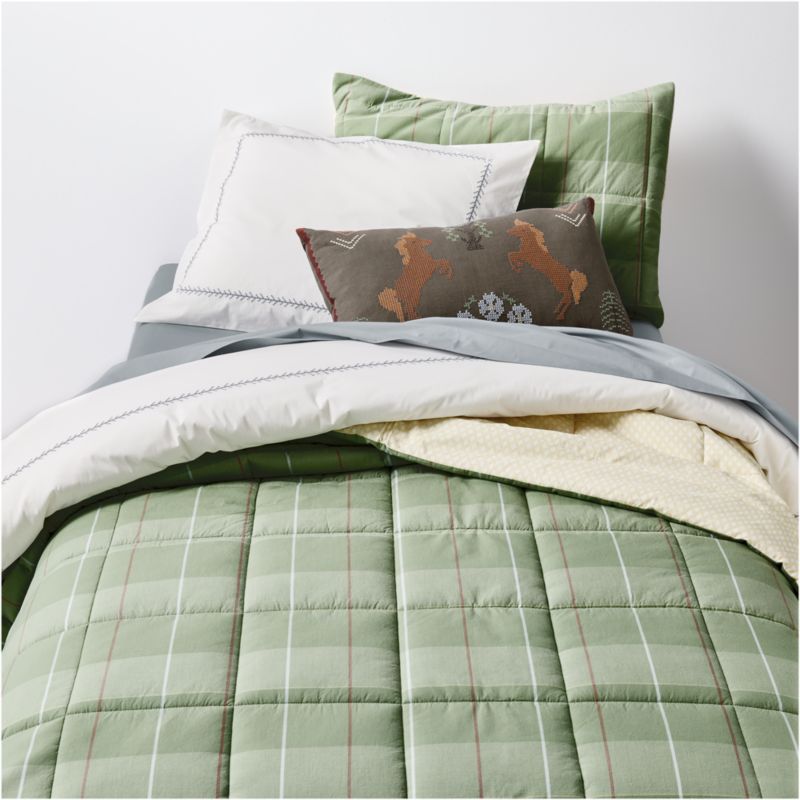 Heritage Plaid Organic Cotton Kids Twin Quilted Comforter by Sharland England