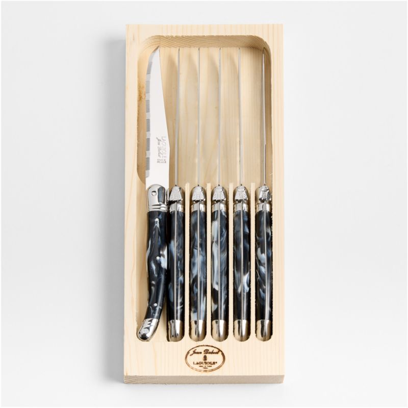 Jean Dubost Laguiole ® Marble Grey Steak Knives, Set of 6
