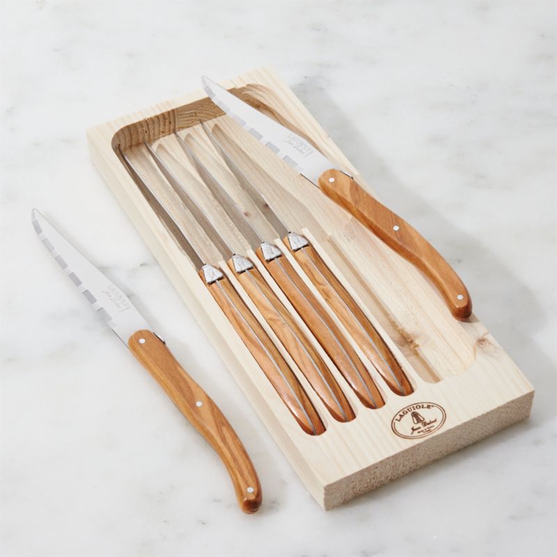 Jean Dubost Laguiole ® Olivewood Steak Knives, Set of 6