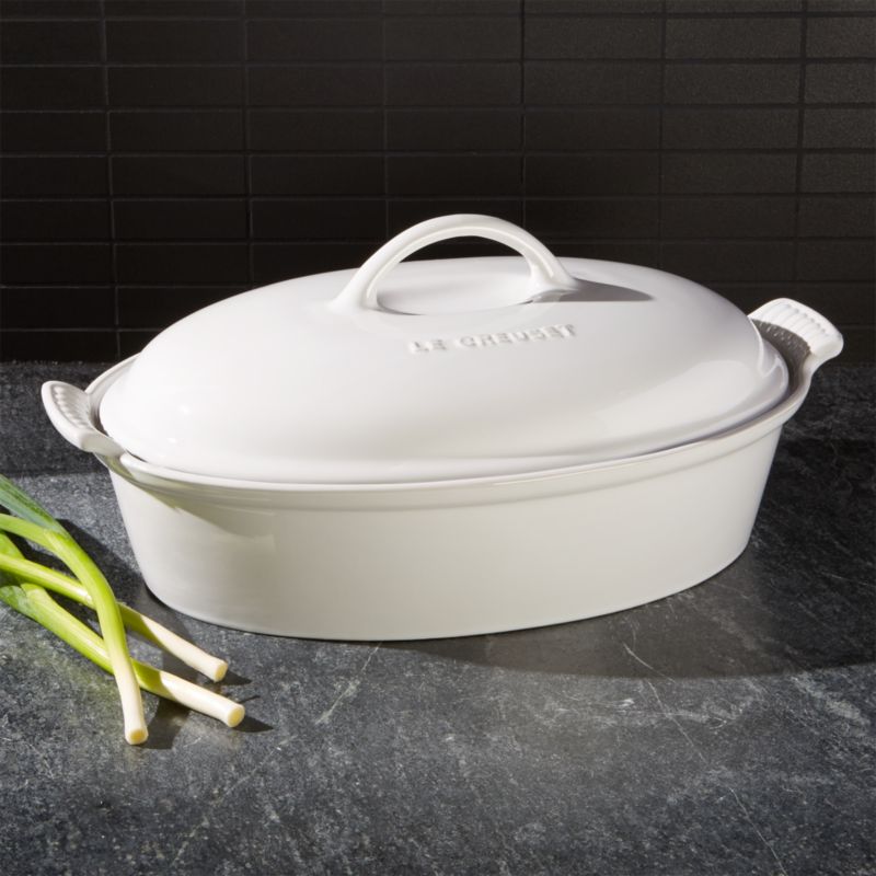Le Creuset ® Heritage 4-Qt. White Covered Oval Casserole Dish with Lid
