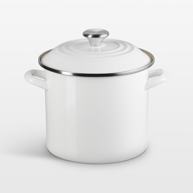 Le Creuset ® 8-Qt. White Enameled Stockpot with Stainless Steel Knob