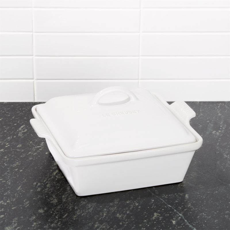 Le Creuset ® Heritage 3-Qt. White Covered Square Casserole Dish with Lid, 9x9"