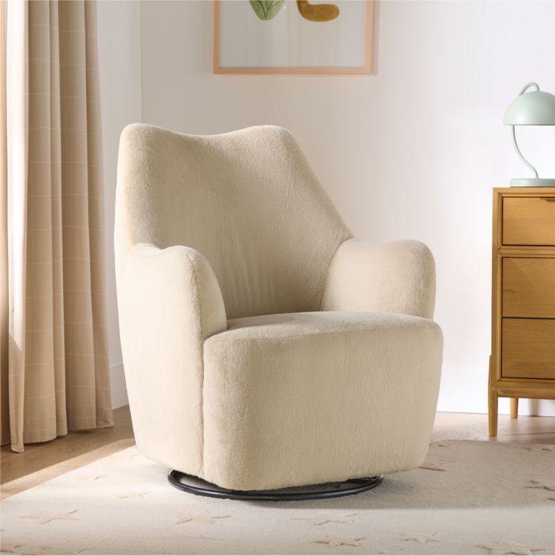 Embrace Chocolate Brown Velvet Swivel Glider Nursery Chair by