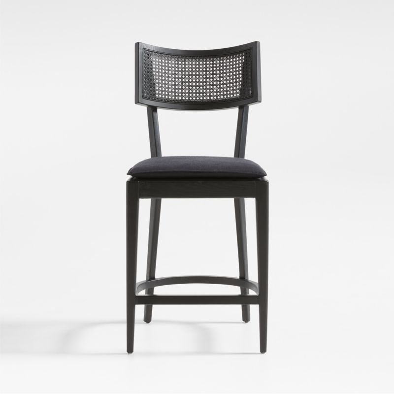 Libby Black Wood and Black Cane Counter Stool