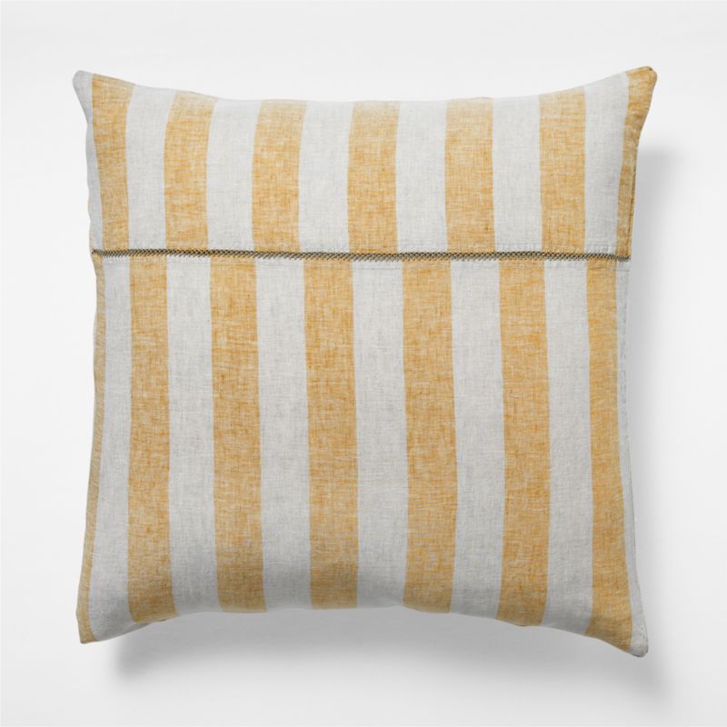 Aire Natural EUROPEAN FLAX ™-Certified Linen Cabana Stripe Arcadia Tan/Savannah Yellow Euro Bed Pillow Sham