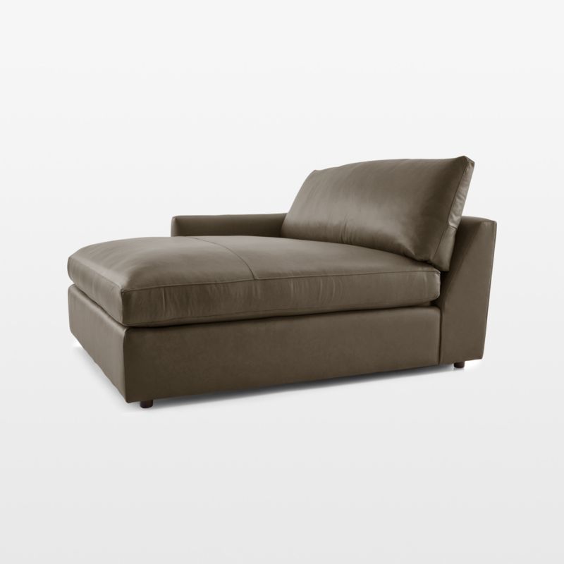 Lounge Deep Leather Left-Arm Extra Wide Chaise Lounge Sectional Piece