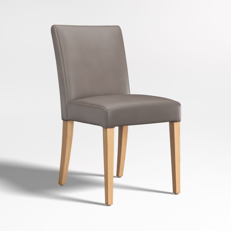 Lowe Grey Leather Dining Chair with Natural Wood Legs
